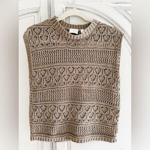 Cyrus Neutral Crochet Knit Sweater Vest | Boho Cottagecore
